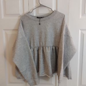 Dressy sweatshirt flirty bottom maternity